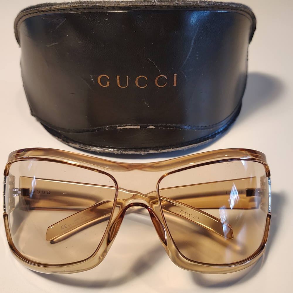 Gucci Oversized Translucent Amber Brown Gradient Sunglasses
